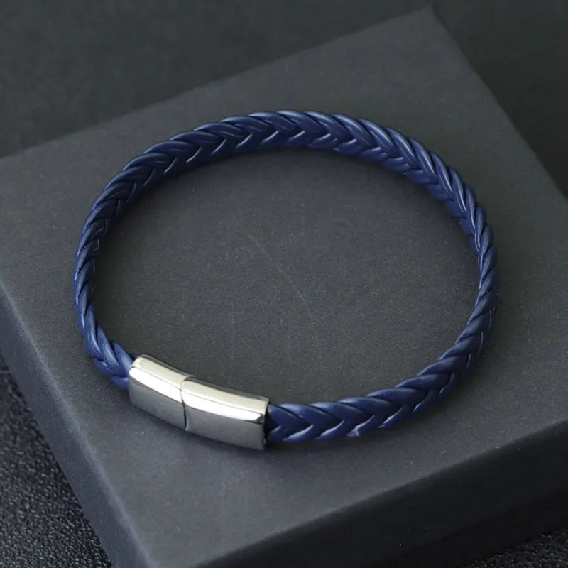 Stainless Steel Bracelet Men Handmade Braided Leather Braclet Boyfriend Gift Male Accessories Punk Jewelry Pulseras Mujer Joias