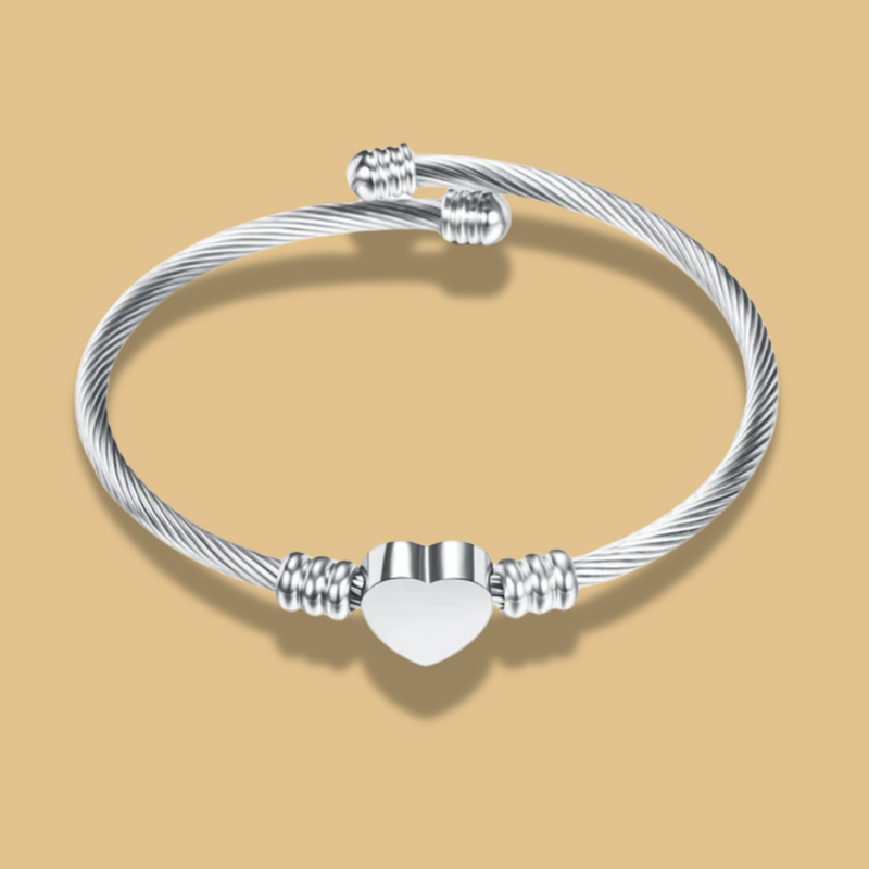 Stainless Steel Cable Heart Bracelet