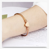 Stainless Steel Cable Heart Bracelet Bangle for Women Hand Jewelry Accessories