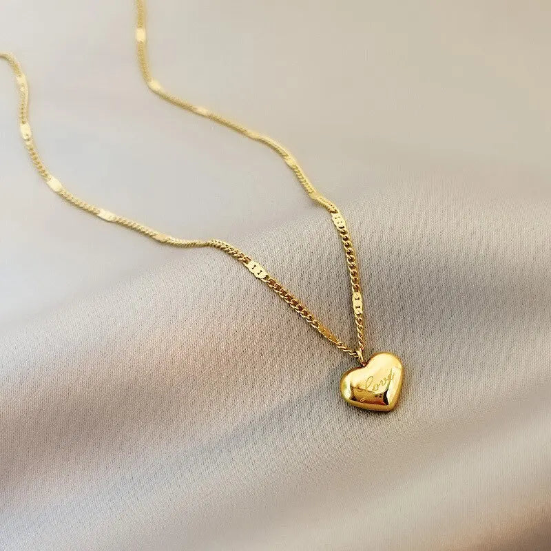 PEACH HEART NECKLACE GOLD-COLOR