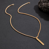 Minimalist Geometric Stick Pendant Necklace for Men Box Chain Choker Jewelry on the Neck Collar Street Cool Party Boy