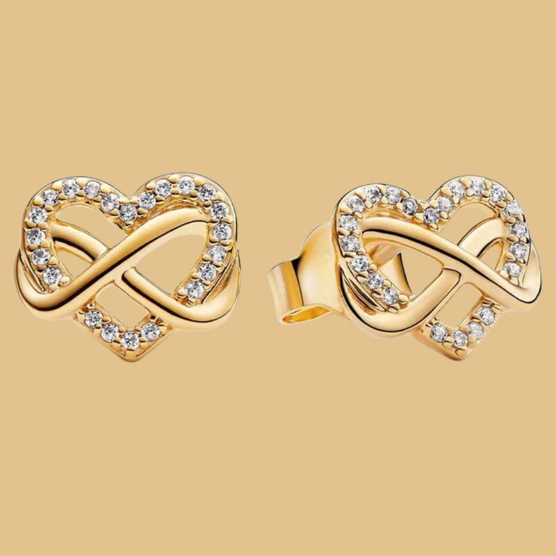 Crystal Silver Golden And Shine Sparkling Infinity Heart Earring