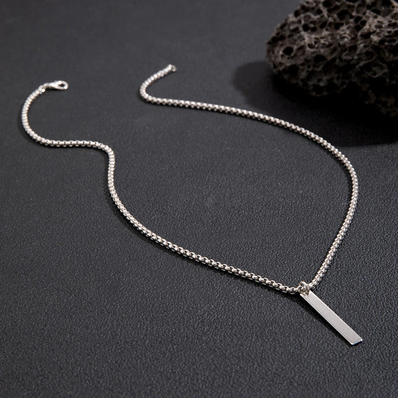 Minimalist Geometric Stick Pendant Necklace for Men Box Chain Choker Jewelry on the Neck Collar Street Cool Party Boy