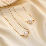 316L Stainless Steel Imitation Pearl Pendant Necklace for Women Niche All-Match Jewelry Accessory