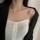 316L Stainless Steel Imitation Pearl Pendant Necklace for Women Niche All-Match Jewelry Accessory