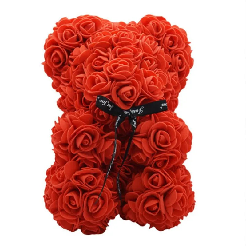 "25cm Artificial Rose Bear Gift for Girlfriend, Anniversary, Christmas, Valentine's Day, Birthday, Wedding Party"