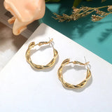 Exaggerated Twists Winding Hoop Earrings for Women European 2.5Cm Gold Color Metal Punk Loop Jewelry Wholesale Girl Gift