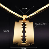 Fashion Stainless Steel Blade Necklaces Gold Color Long Necklace Jewellery for Women or Men Collares Largos De Moda N445S01