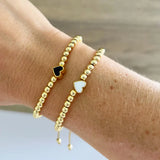 Heart Charm 18K Gold Plated Beaded Bracelet Strand Stretch Women Jewelry Adjustabl High Quality Fashion Jewellery Gift