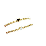 Heart Charm 18K Gold Plated Beaded Bracelet Strand Stretch Women Jewelry Adjustabl High Quality Fashion Jewellery Gift