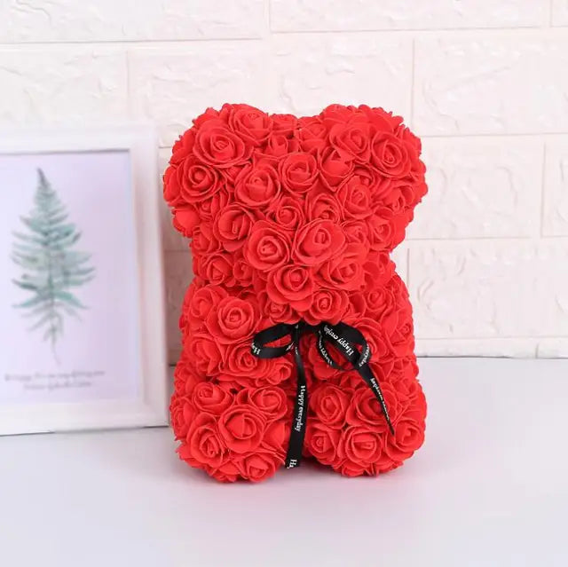 "25cm Artificial Rose Bear Gift for Girlfriend, Anniversary, Christmas, Valentine's Day, Birthday, Wedding Party"