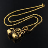 Men Hiphop Chain Necklace Cool Male Jewellery Sport Fitness Jewelry Double Boxing Glove Pendant Necklace