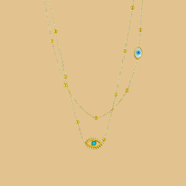 Double Chain Eye Necklace