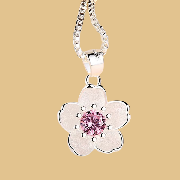 Silver Pink Purple Peach Blossom Necklaces