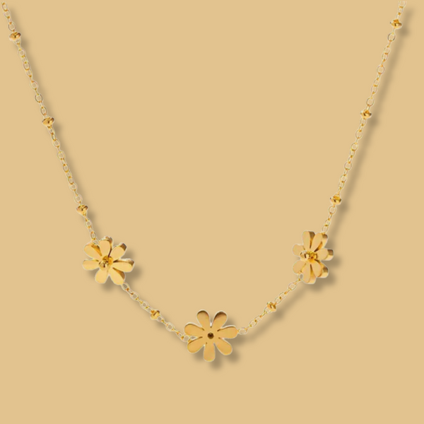 18K Gold Plated Rhinestone Flower Necklace