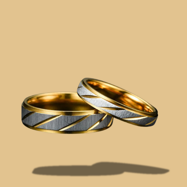 UNIQUE WAVE PATTERN COUPLE RINGS