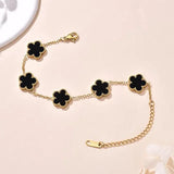 Lucky Clover Women'S Hand Bracelets Double Sided Flowers Jewellery Gifts Stainless Steel Bracelet Gold Plated Bracelets Man