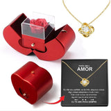 Valentine'S Day Gift for Girlfriend Red Apple Jewelry Box Necklace Eternal Rose for Girl Mother'S Day New Year Birthday Gifts