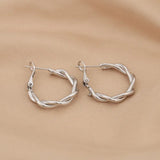 Exaggerated Twists Winding Hoop Earrings for Women European 2.5Cm Gold Color Metal Punk Loop Jewelry Wholesale Girl Gift