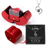 Valentine'S Day Gift for Girlfriend Red Apple Jewelry Box Necklace Eternal Rose for Girl Mother'S Day New Year Birthday Gifts