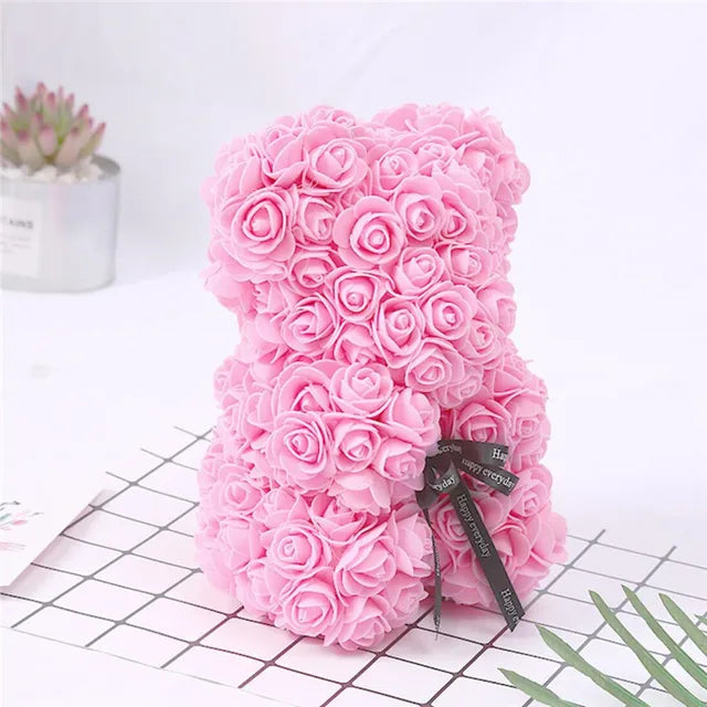 "25cm Artificial Rose Bear Gift for Girlfriend, Anniversary, Christmas, Valentine's Day, Birthday, Wedding Party"