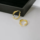 Wildly Luxurious French Vintage Gold-Plated Metal Earrings Chen Booking Trendy Earrings Lightweight Geometric Double Ring