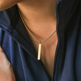 Minimalist Geometric Stick Pendant Necklace for Men Box Chain Choker Jewelry on the Neck Collar Street Cool Party Boy