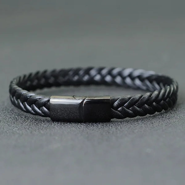 Stainless Steel Bracelet Men Handmade Braided Leather Braclet Boyfriend Gift Male Accessories Punk Jewelry Pulseras Mujer Joias