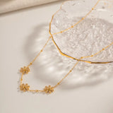 Charm 18K Gold Plated Stainless Steel Rhinestone Flower Necklace for Girls Stylish Waterproof Hypoallergenic Jewelry