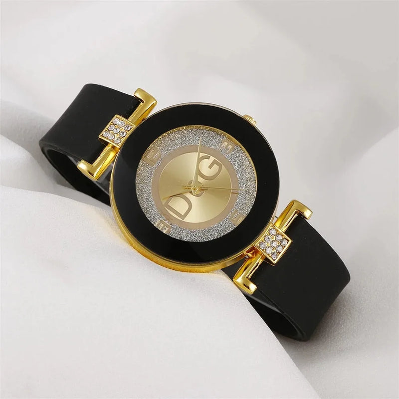 Simple Black White Quartz Watches Women Minimalist Design Silicone Strap Wristwatch Big Dial Women'S Fashion Creative Watch